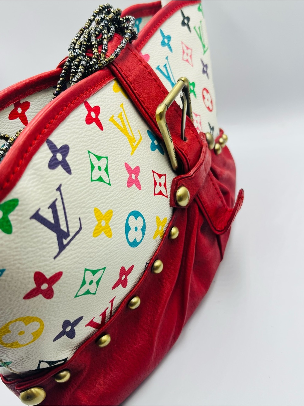Louis Vuitton Red Leather Multicolor Monogram Shoulder Bag - Picture 3 of 16